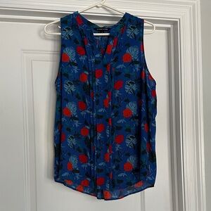 41 Hawthorn Vibrant Blue and Red Floral Top